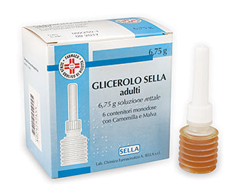 Glicerolo sella adulti 6,75 g soluzione rettale 6 contenitori monodose con camomilla e malva
