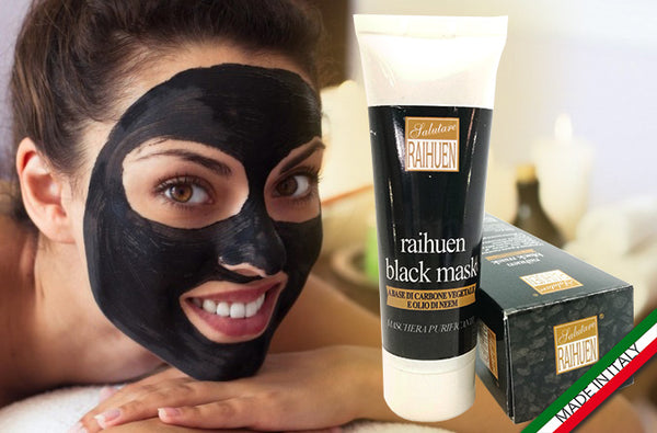 Raihuen black mask maschera velo nera al carbone e olio neem per la pulizia del viso 50 ml