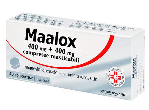 Maalox 400 mg + 400 mg compresse masticabili  magnesio idrossido + alluminio ossido, idrato