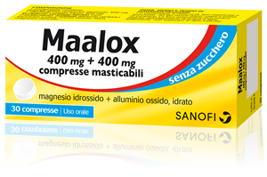 Maalox 400 mg + 400 mg compresse masticabili senza zucchero  magnesio idrossido + alluminio ossido, idrato