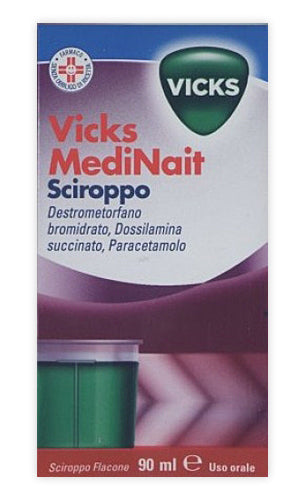 Vicks medinait 0,5 mg/ml + 0,25 mg/ml + 20 mg/ml sciroppo destrometorfano bromidrato, dossilamina succinato, paracetamolo