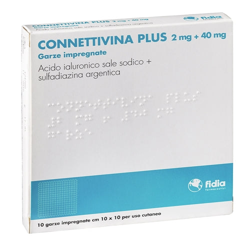 Connettivina plus "2 mg + 40 mg garze impregnate"10 garze impregnate cm 10 x 10"