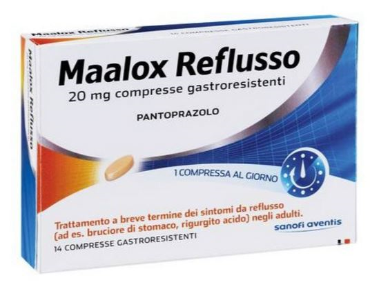Maalox reflusso 20 mg compresse gastroresistenti    pantoprazolo