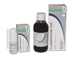 Flurbiprofene doc 0,25% collutorio  flurbiprofene doc 0,25% spray per mucosa orale  medicinale equivalente