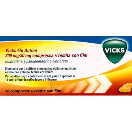 Vicks flu action 200 mg/30 mg compresse rivestite con film ibuprofene e pseudoefedrina cloridrato