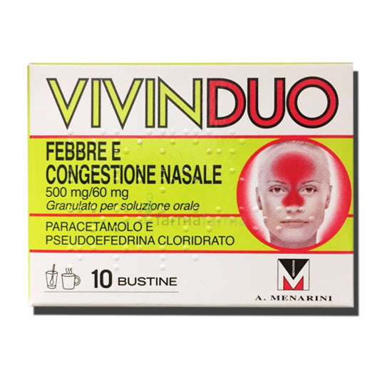 Vivinduo febbre e congestione nasale 500 mg/60 mg granulato per soluzione orale  paracetamolo e pseudoefedrina cloridrato