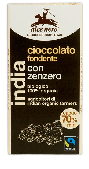 Tavoletta di cioccolato fondente bio con zenzero dell'ecuador fairtrade 50 g