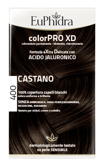 Euphidra colorpro xd 400 castano gel colorante capelli in flacone + attivante + balsamo + guanti