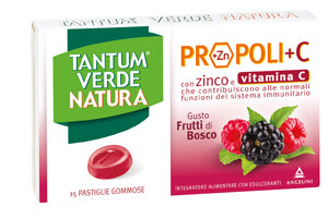 Tantum verde natura propoli+c con zinco e vitamina c 15 pastiglie gommose gusto frutti di bosco