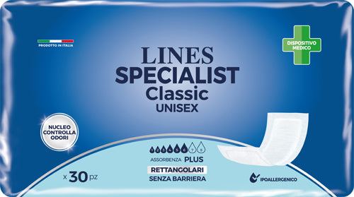 Pannolone rettangolare lines specialist classic senza barriera 30 pezzi