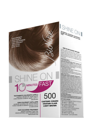 Bionike shine on fast trattamento colorante capelli castano chiaro 500 flacone 60 ml + tubo 60 ml