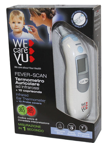 Termometro auricolare wecareyu fever-scan ad infrarossi con 10 coprisonda