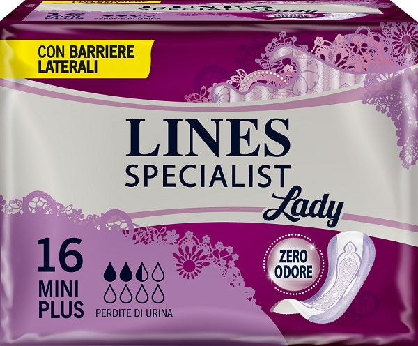 Assorbenti per incontinenza lines specialist lady mini plus 16 pezzi