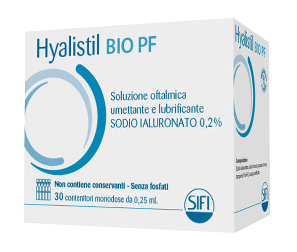 Hyalistil bio pf soluzione oftalmica phosphate free monodose a base di acido ialuronico 0,2% 30 flaconcini 0,25 ml