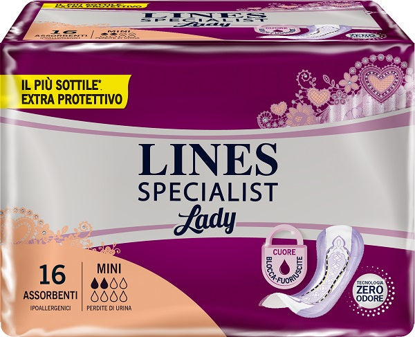 Assorbenti per incontinenza lines specialist lady mini 16 pezzi