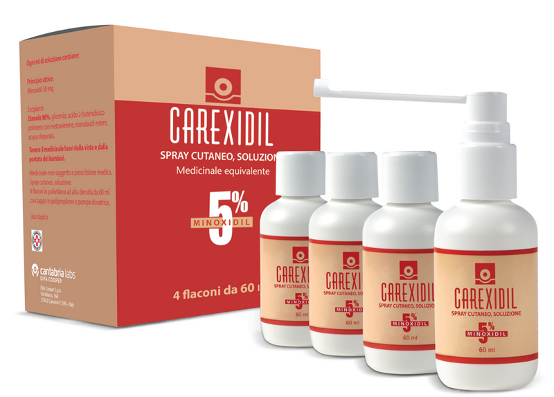 Carexidil 5% spray cutaneo, soluzione  minoxidil  medicinale equivalente