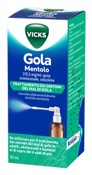 Vicks gola 2 mg/0,5 mg/ml spray per mucosa orale soluzione 1 flacone in vetro da 30 ml gusto mentolo con pompa sray