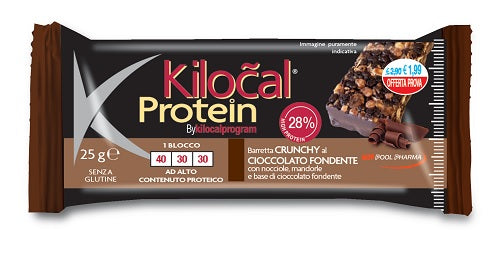 Kilocal protein barretta cioccolato fondente nocciole mandorle 25 g