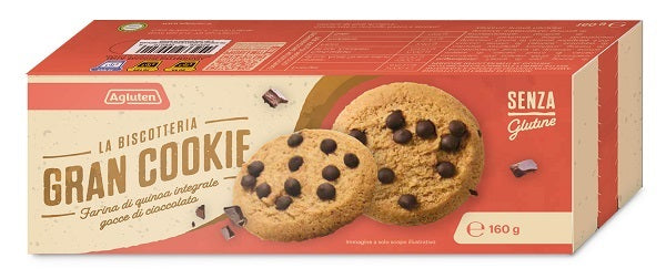 Agluten gran cookie farina quinoa integrale e gocce di cioccolato 160 g