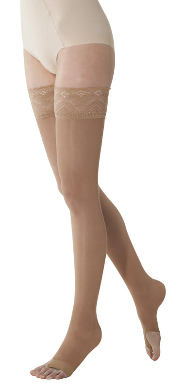 Marilyn 140 punta aperta calza autoreggente camel 4xl