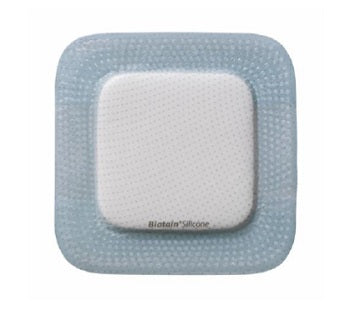 Medicazione biatain in schiuma di poliuretano con bordo adesivo in silicone per sacro 25x25 cm 5 pezzi