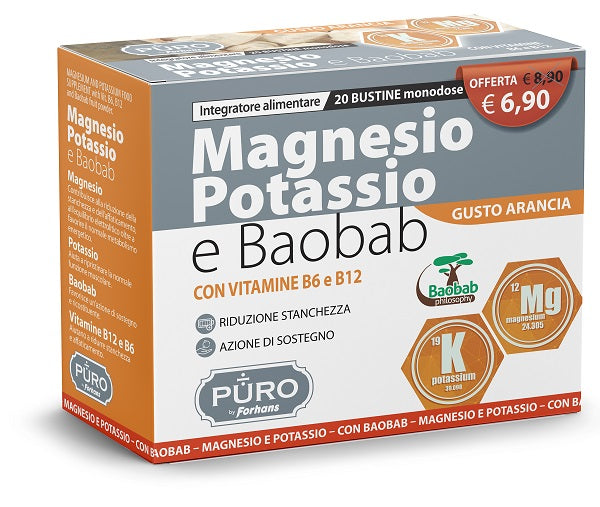 Puro magnesio potassio e baobab 20 bustine 4 g