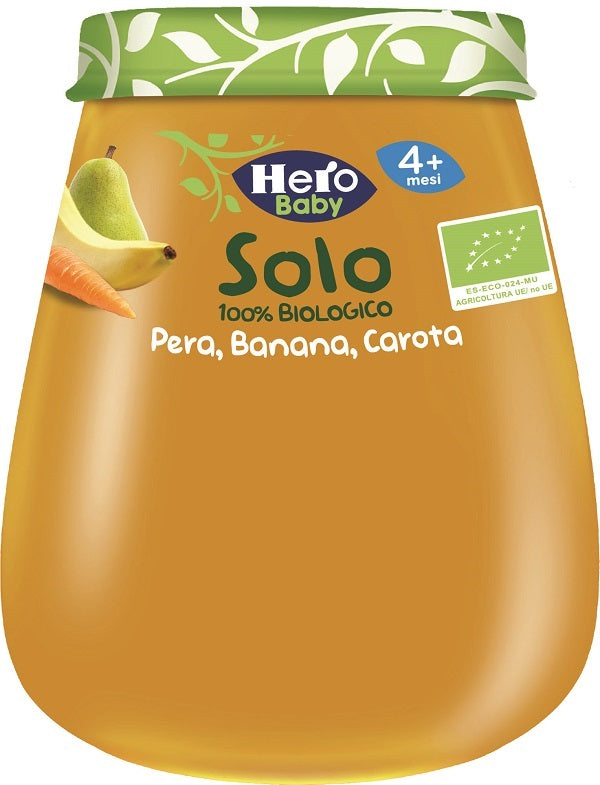 Hero baby omogeneizzato pera banana carota 100% bio 120 g