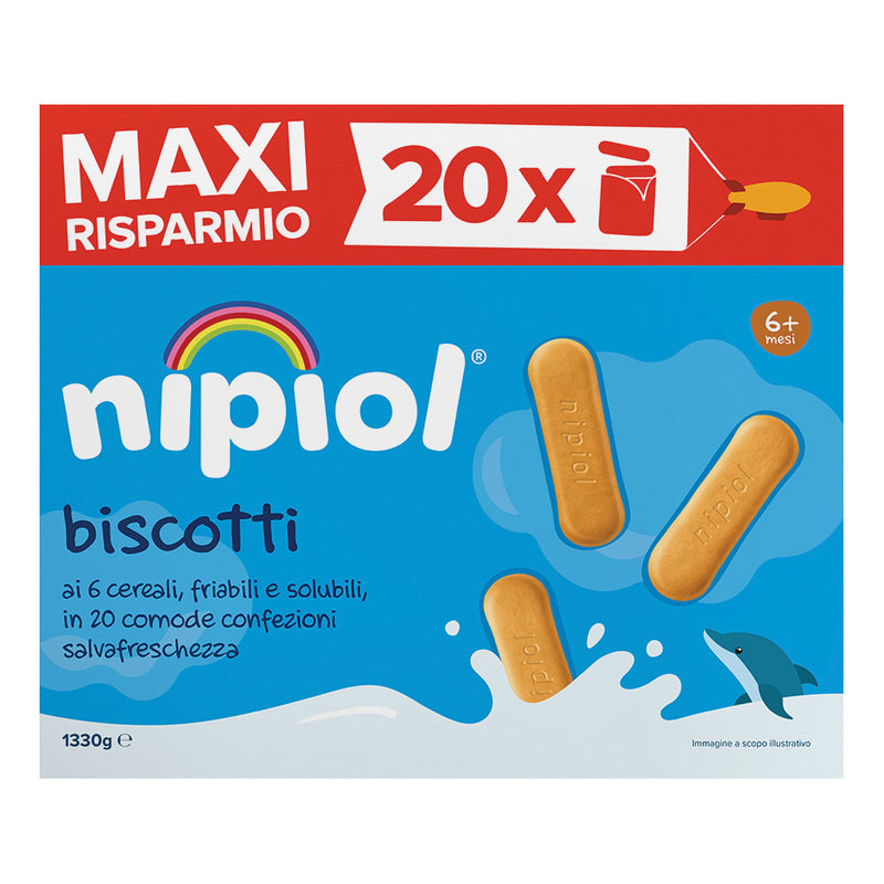 Nipiol biscotti 6 cereali special pack 20 confezioni da 66,5 g