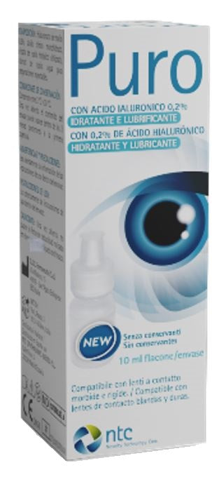 Soluzione sterile per uso oftalmico puro idratante e lubrificante 0,2% acido ialuronico senza conservanti 10 ml