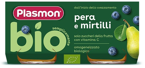 Plasmon omogeneizzato bio pera mirtilli 2 vasetti x 80 g