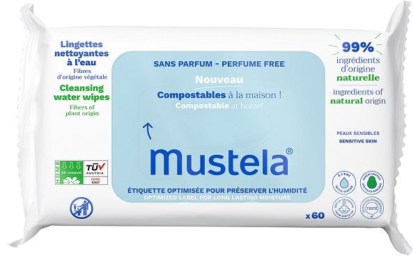 Mustela salviette acqua compostabili 60 pezzi