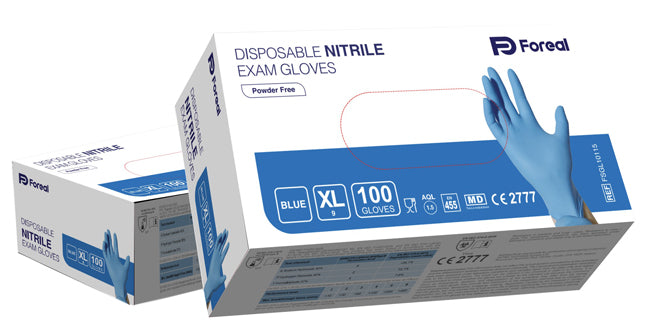 Guanto nitrile blu foreal senza polvere xl 100 pezzi