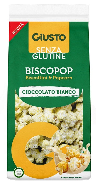 Giusto senza glutine biscopop biscottini & popcorn cioccolato bianco 80 g