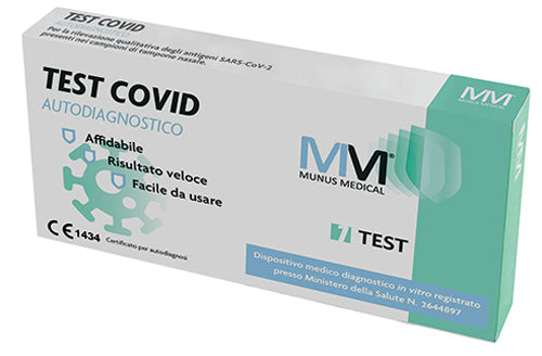 Test rapido autodiagnostico test covid munus medical rilevazione qualitativa antigeni sars-cov-2 in campioni nasali