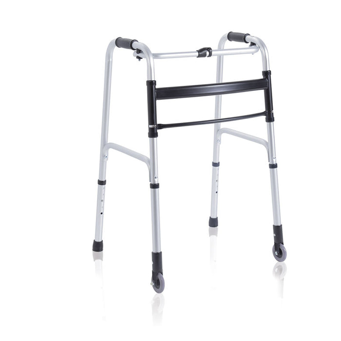 Deambulatore pieghevole in alluminio anodizzato – 2 puntali e 2 ruote fisse Ø 7 cm – RP735