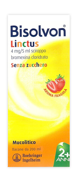 Bisolvon linctus 4 mg/5 ml sciroppo - gusto fragola  bromexina cloridrato