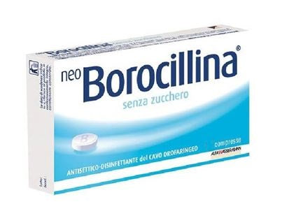 Neo borocillina 1,2 mg + 20 mg pastiglie senza zucchero  2,4 diclorobenzil alcool, sodio benzoato