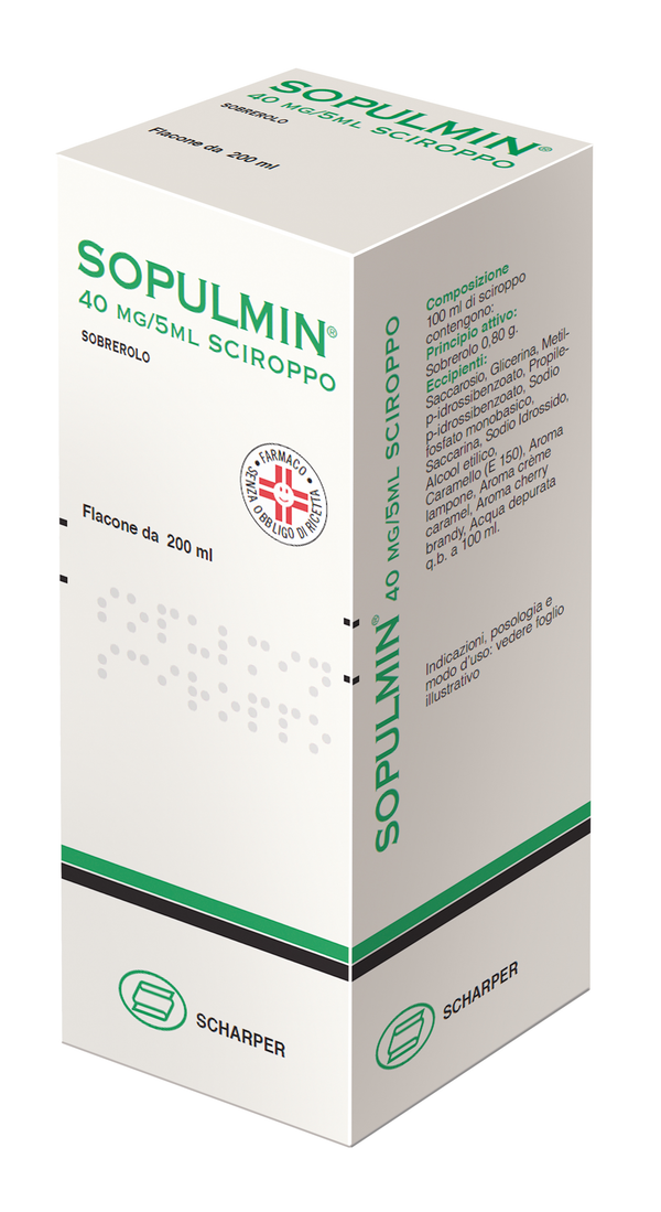 Sopulmin 40 mg/5 ml sciroppo  sopulmin adulti 300 mg granulato per soluzione orale   sobrerolo