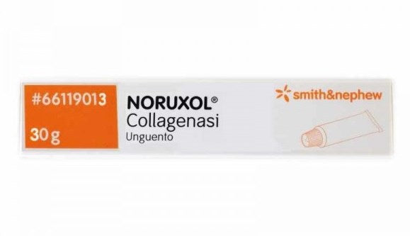 Noruxol unguento   clostridiopeptidasi a 1,2 unit&agrave; e proteasi 0,24 unit&agrave;