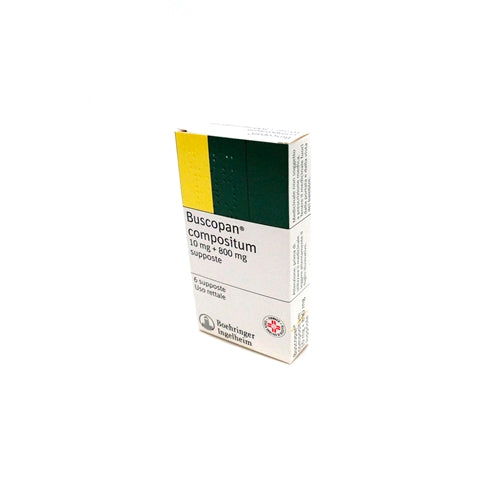 Buscopan compositum 10 mg + 800 mg supposte  n-butilbromuro di joscina + paracetamolo