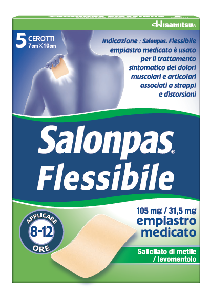 Salonpas flessibile 105 mg / 31,5 mg, empiastro medicato  salicilato di metile/levomentolo