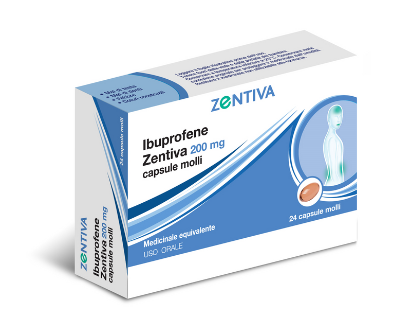 Ibuprofene zentiva 200 mg capsule molli  ibuprofene zentiva 400 mg capsule molli  medicinale equivalente