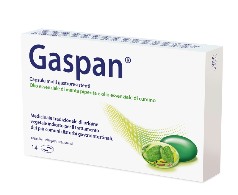 Gaspan capsule molli gastroresistenti  olio essenziale di menta piperita e olio essenziale di cumino