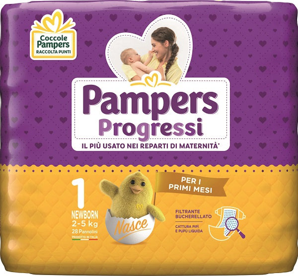 Pampers progressi newborn pannolino 1 2-5kg 28 pezzi