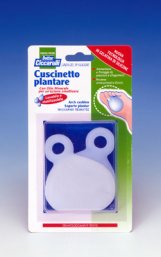 Cuscinetto plantare realizzato in gel di silicone bianco semitrasparente sagomato per ammortizzare e proteggere pressione e sfregamenti sotto la pianta dei piedi 2 pezzi