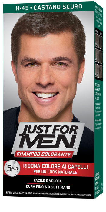 Just for men shampoo colorante h45 castano scuro attivatore chiaro 38,5 ml + base colore 27,5 ml