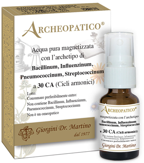 Archeopatico acqua pura magnetizzata con archetipo bacillinum influenzinum pneumococcinum streptococcinum a 30 cicli armonici 10 ml