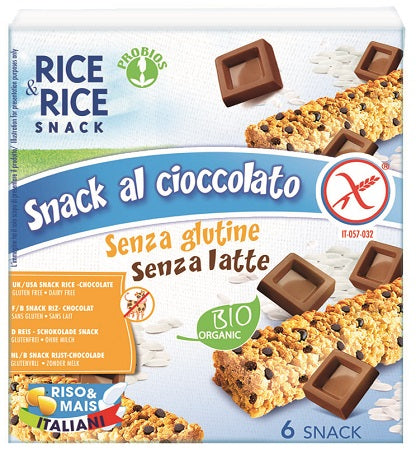 Rice&rice snack di riso al cioccolato 6 x 21 g senza lievito