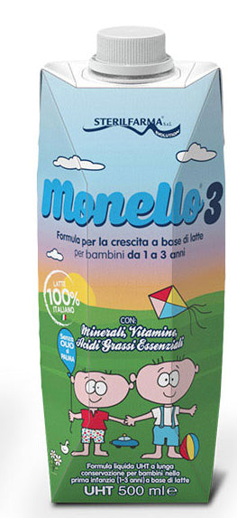 Monello 3 formula per la crescita a base di latte per bambini da 1 a 3 anni liquido 500 ml