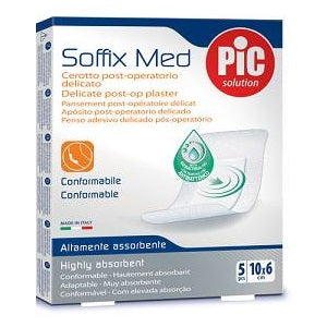 Cerotto pic soffix med in tnt con tampone centrale assorbente sterile monouso 10x6 cm antibatterico 5 pezzi